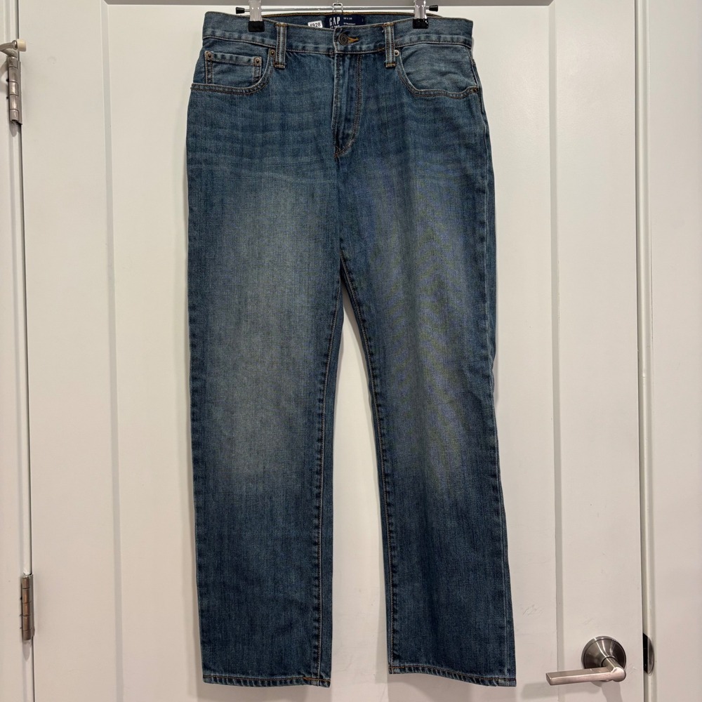 Gap 1969 Straight Fit Blue Denim Jeans Mens 30x30 Medium Wash Classic Casual